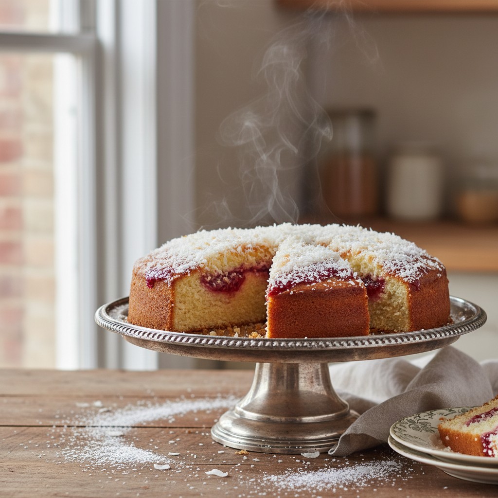 Jam and Coconut Sponge