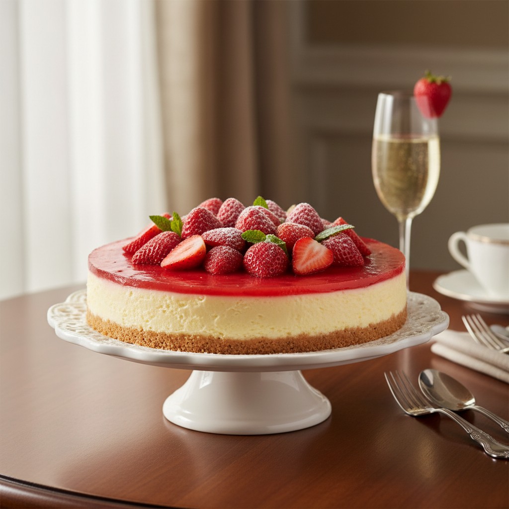 Classic British Strawberry Cheesecake