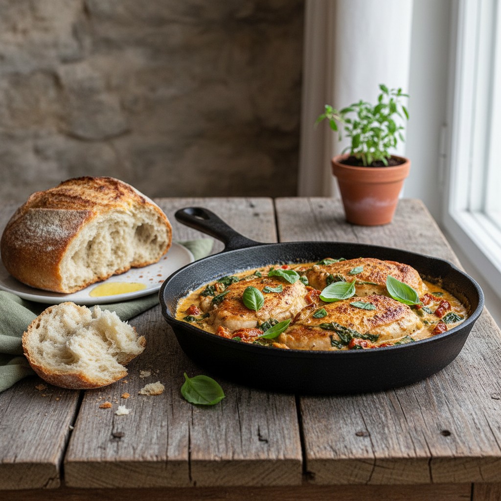 Tuscan Chicken with Sun-Dried Tomatoes and Spinach